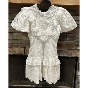 Women’s LOVE SHACK FANCY White Eyelet FRITZI Dress Size 00 NWOT *C3